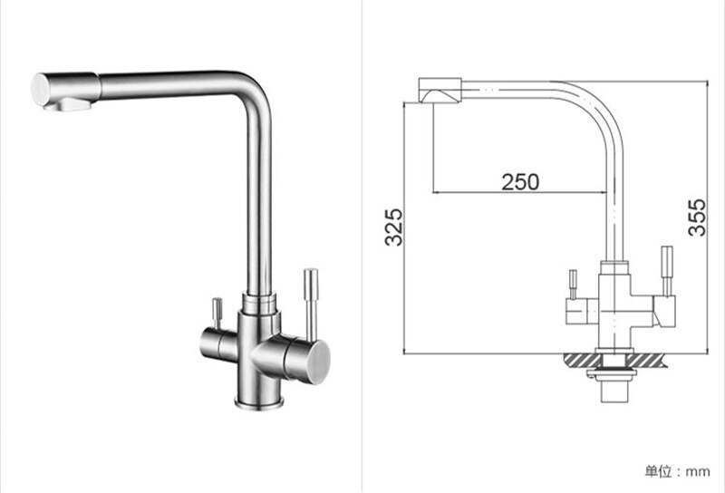 MIRA – 3-Weg-Wasserhahn aus Edelstahl